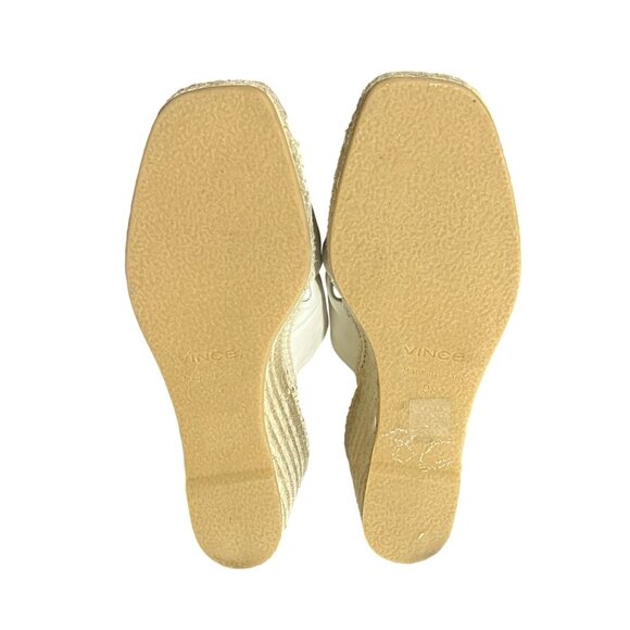 Vince Gaelan Sandals Square Toe White Crossover Espadrille Wedge Womens Size 9 - Picture 7 of 10